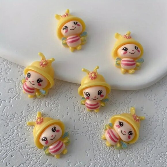 TEN Colorful Cartoon Bumble Bee resin charms Set for Phone cases DIY projects - Picture 2 of 3